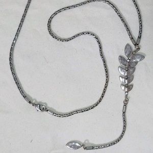 Lucky Brand Hammered Boho Metal Leaves Single Strand Drop Necklace